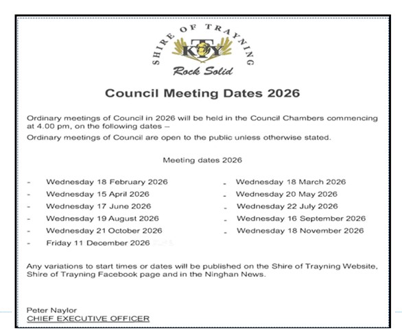 2026-2027 Council Meeting dates