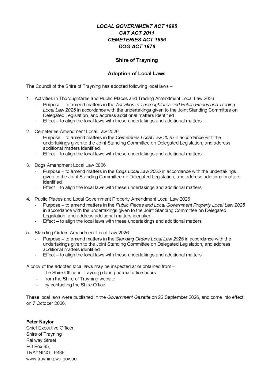 Adoption of Local Laws