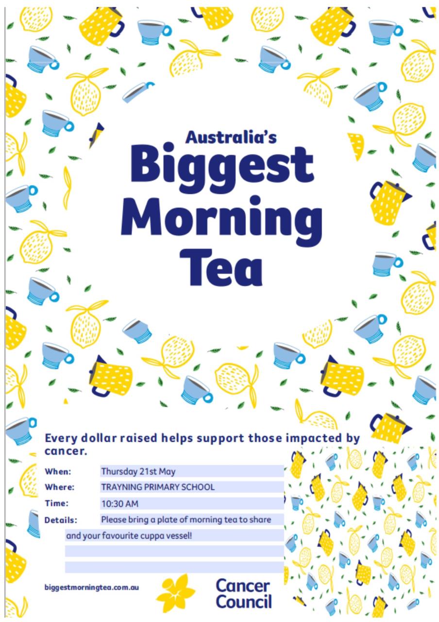 Come Share a Cuppa for Cancer Support.