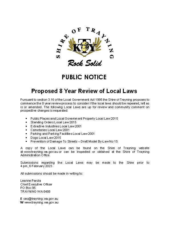 Review of Local Laws