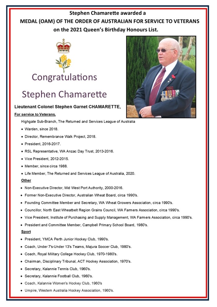 Image Gallery - Queen's Honours 2021 Awarded to Stephen Chamarette